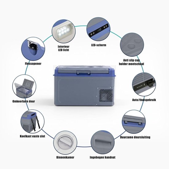 SP® Koelbox - 28L Capaciteit - Elektrische Koelbox - Elektrische Koelbox Compressor - Grijs/Blauw - 64cm x 41cm x 41cm van sp — afbeelding 4