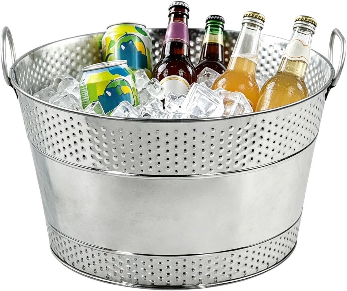 Metalen Opbergbak - Decoratieve Emmer - Speelgoed Organiseren - Kauwbestendige Structuur - 35 x 35 x 23 cm - Zilver