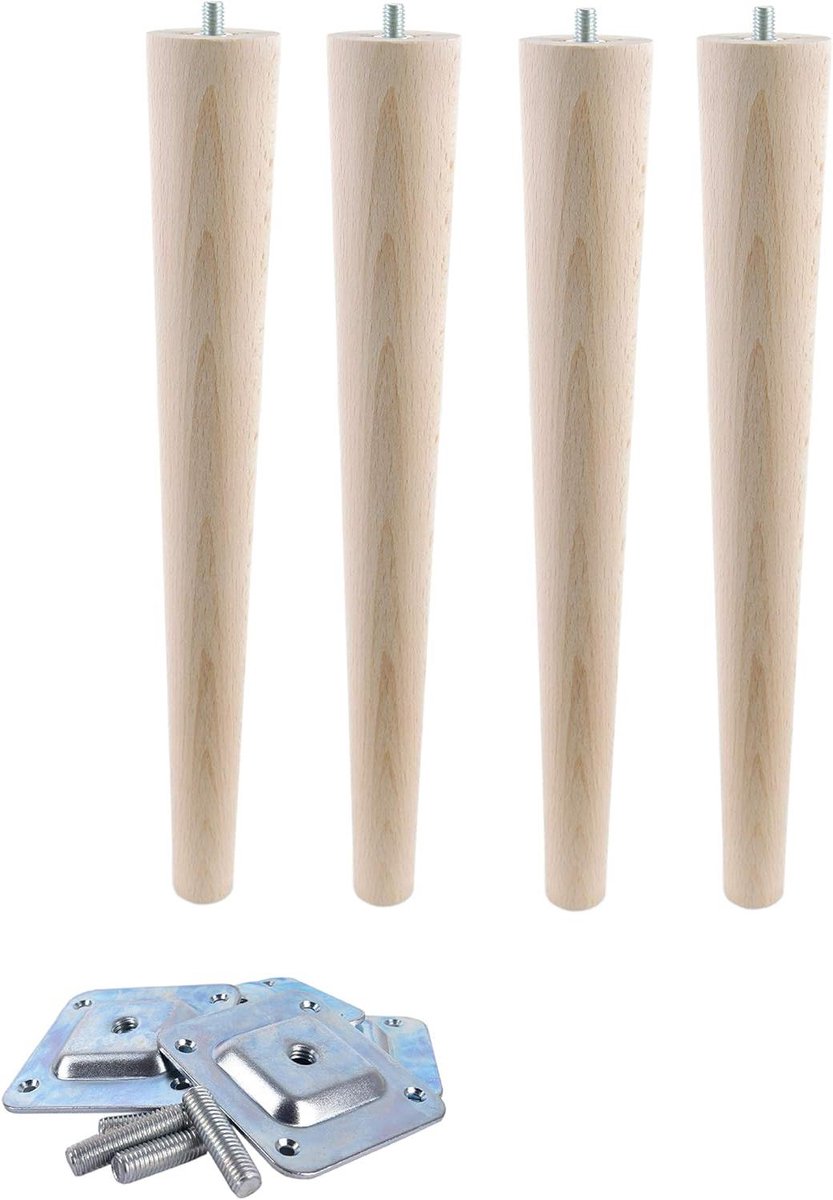 Meubelpoten Set - Bankpoten Hout - Meubels Verhoging - Schuin of Recht - 35 CM - Beige