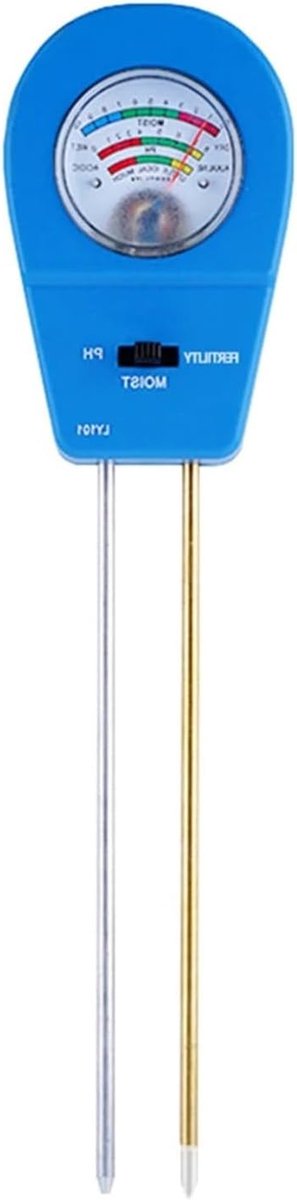 Bodemtester - pH-meter Vochtmeter - Plantenverzorging - Geen Batterijen Nodig - 10 cm - Blauw