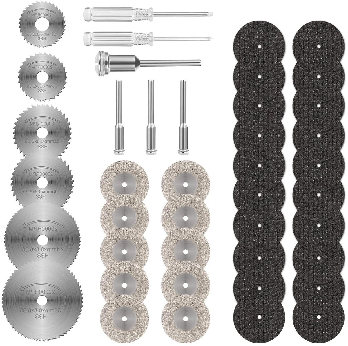 36-delige Mini HSS Cirkelzaagblad Set met 5 SC Boorkoppen en 2 Schroevendraaiers voor Hout, Steen, Metaal en Aluminium