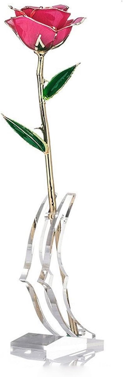 Gouden Roos - Vergulde Bloem - Romantisch Cadeau - Handgemaakt Vakmanschap - 23-25 cm - Roze