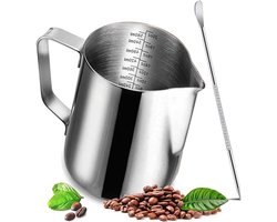 Melkopschuimer Kan - Koffie Schenkkan - Latte Art Maken - Roestvrij Staal - 600 ml - Zilver