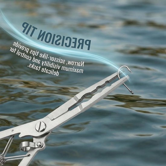 Vistang en hengelschaarset van roestvrij staal, 5-delig, 21 cm, zwart, ideaal voor vissers en outdoor activiteiten — afbeelding 3