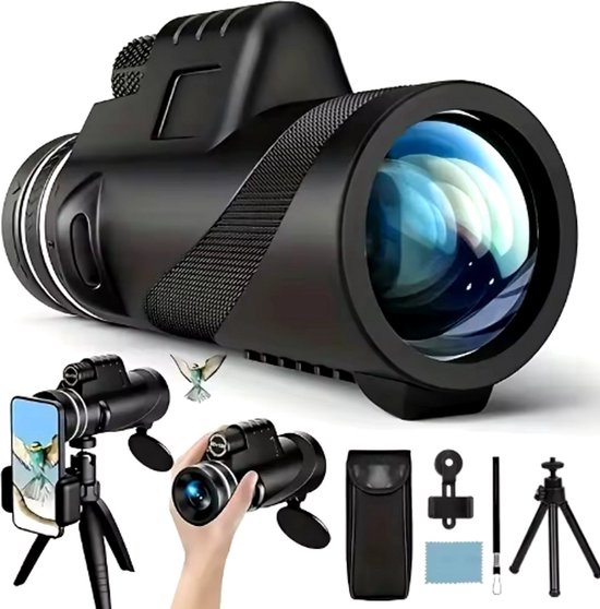 Monoculair verrekijker-monokijker-monokijker verrekijker-80x100 monoculaire telescoop-Met statief en smartphone-adapter - ideaal voor vogelspotten, wandelen, reisconcerten