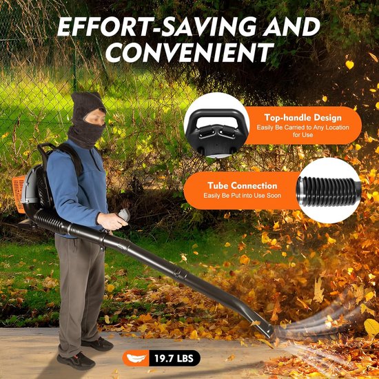 Rugzak Bladblazer - Krachtige Blower - Tuin Onderhoud - 63CC 2 Takt Motor - 1.8L Tank - Blauw — afbeelding 2