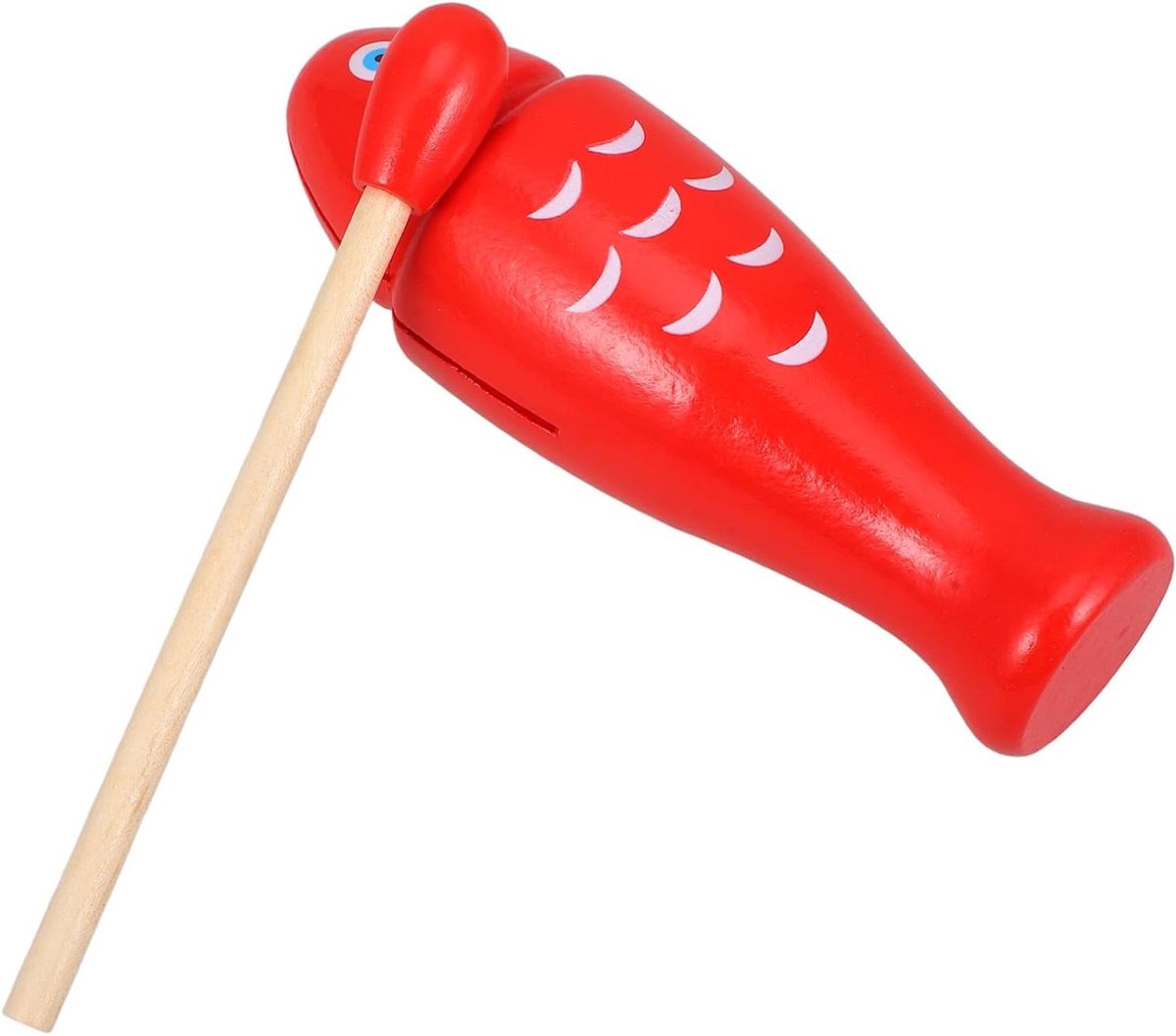 Visvormig Slagblok - Muziekinstrument Kinderen - Muziek Ontwikkeling - Robuust Houten Ontwerp - 14.5 cm Lengte - Rood
