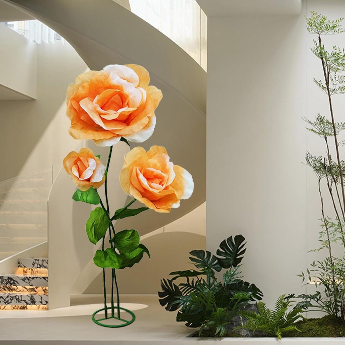 Kunstbloemen - Nepbloemen Decoratieve bloemen - Huisdecoratie - Realistisch en waterdicht - 3 stuks - Rozenoranje