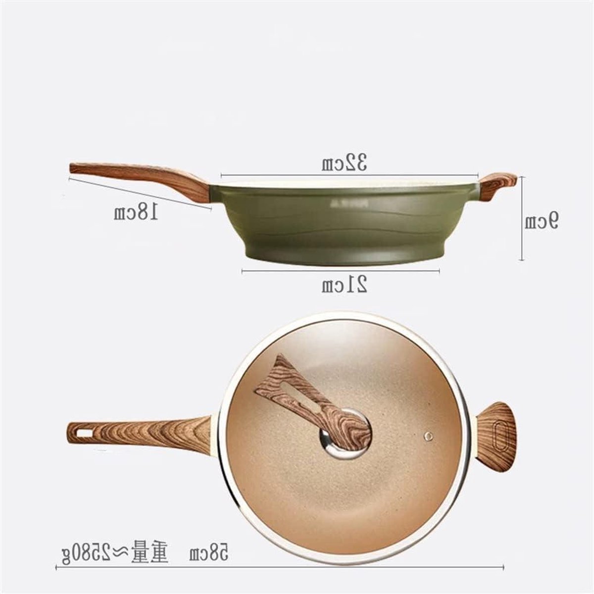 Wok Kookpot Koekenpan Lekker Koken Aanbakvrij Bakken 28cm of 32cm Zwart