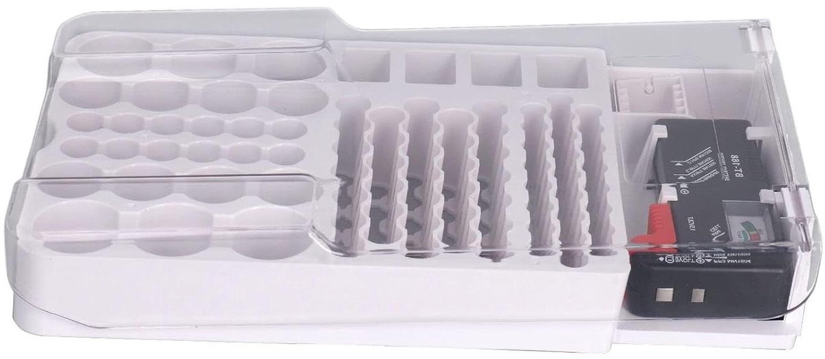 Batterij Opbergdoos - Batterijhouder Organizer - Thuis Opslag - Gevoerde Bescherming - 30 cm - Transparant