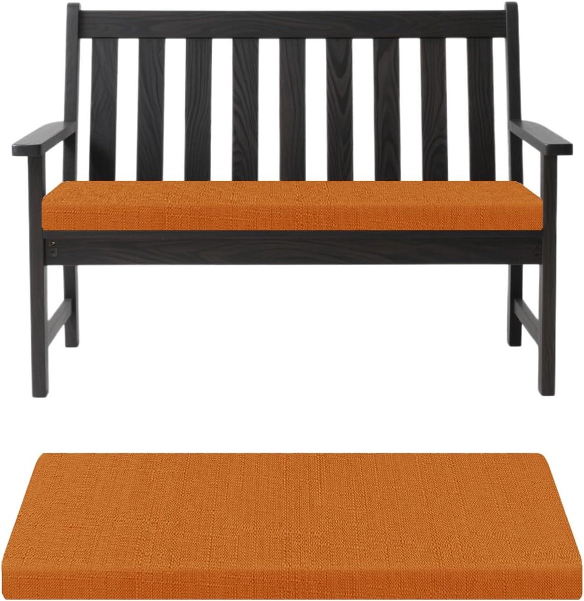 Bankkussen Outdoor - Zitkussen Tuin - Comfortabel Zitten - Antislip & Wasbaar - 100x60x5 cm - Oranje