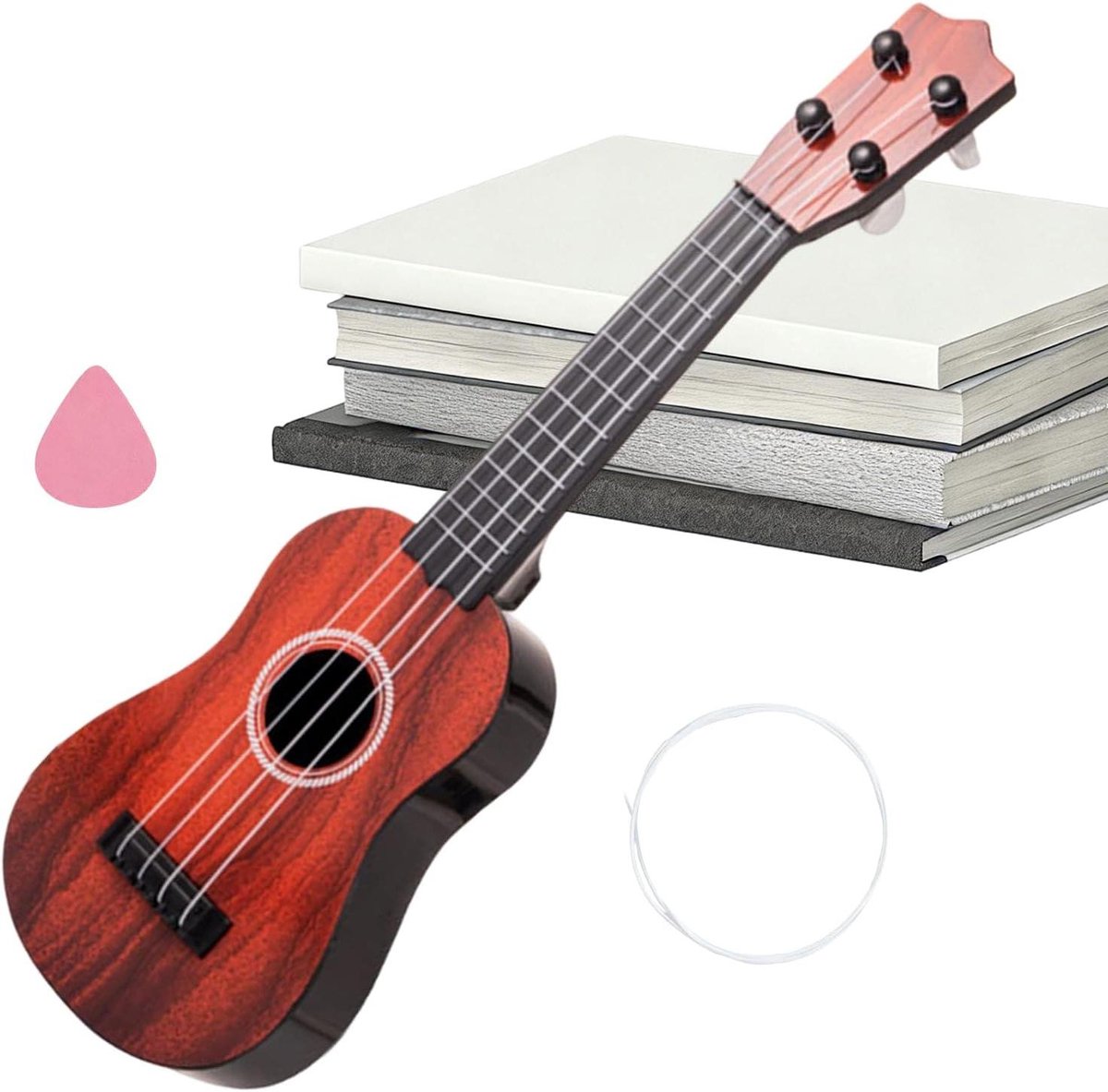 Kinder Ukelele - Muziekinstrument Beginners - Muziek Leren Spelen - Vier Snaren Ontwerp - 44 cm Lengte - Roodbruin