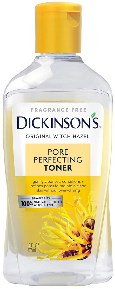 Dickinson's Original Witch Hazel Pore Perfecting Toner | 100% natuurlijke gedestilleerde toverhazelaar | Amerika's nummer 1 toner | Verfijnt poriën | Verwijdert onzuiverheden en olie | 473 ml