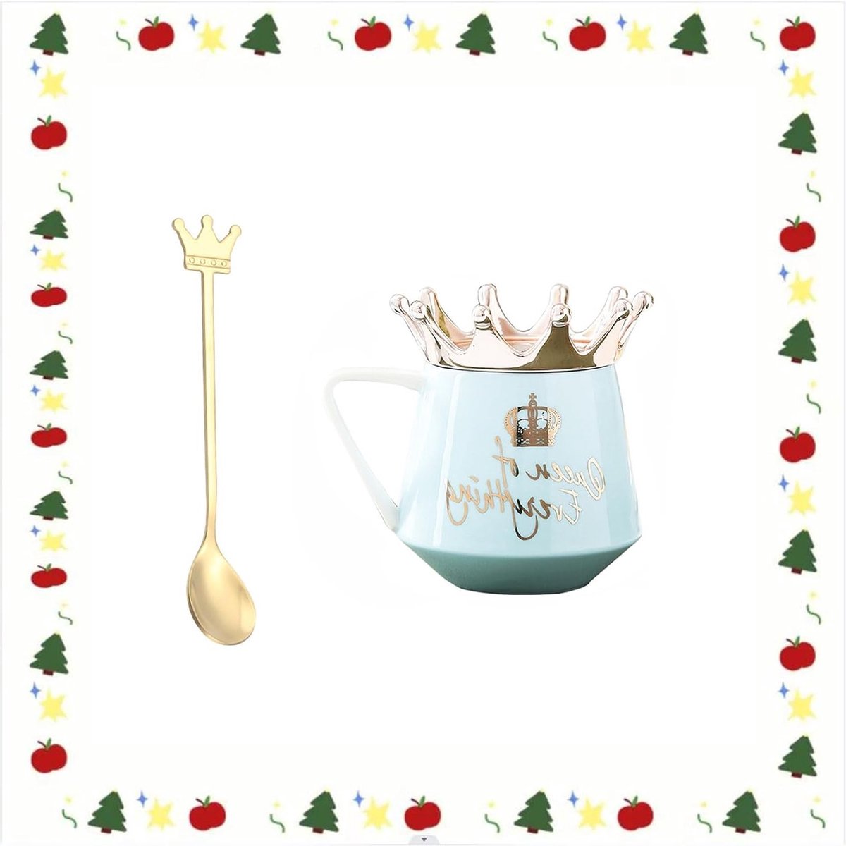 Creatieve Keramische Koffiemok met Deksel en Lepel - Perfecte Cadeau voor Koffieliefhebbers en Ontbijtfanaten (Blauw)