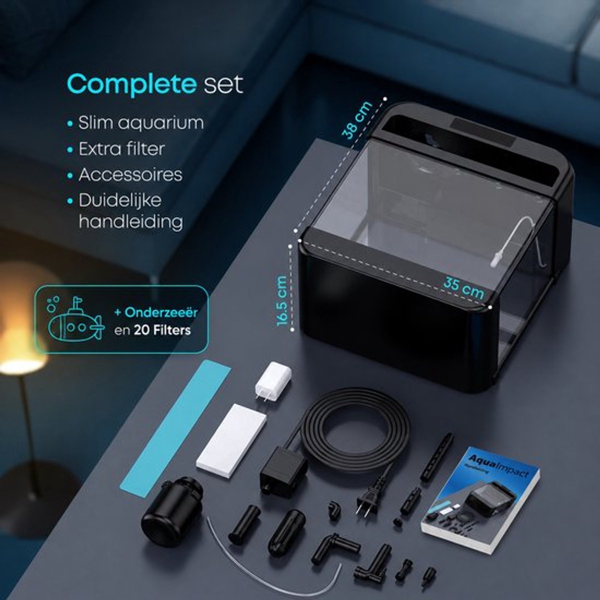 AquaImpact Zelfreinigend Aquarium 13 L - 3-in-1 pomp en LED thumbnail 8