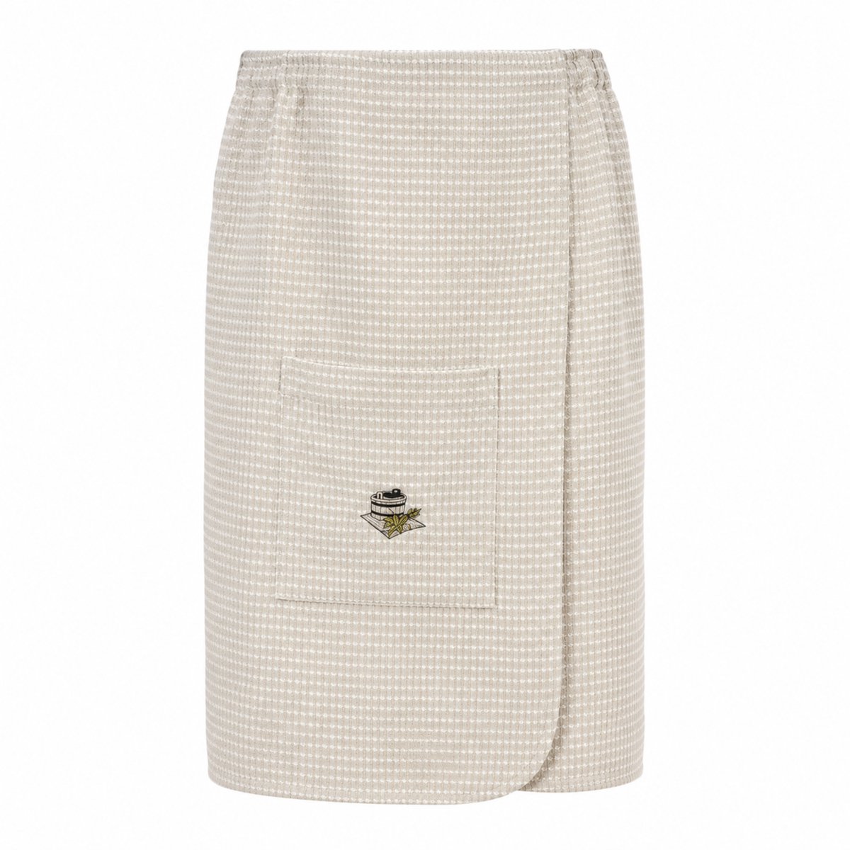 Sauna Handdoek - Sauna Handdoek met Sluiting en Opbergvak - Linnen Wafel - XS-XXL - Saunakilt Dames - Saunadoek - Sauna Handdoek met Klittenband - Beige