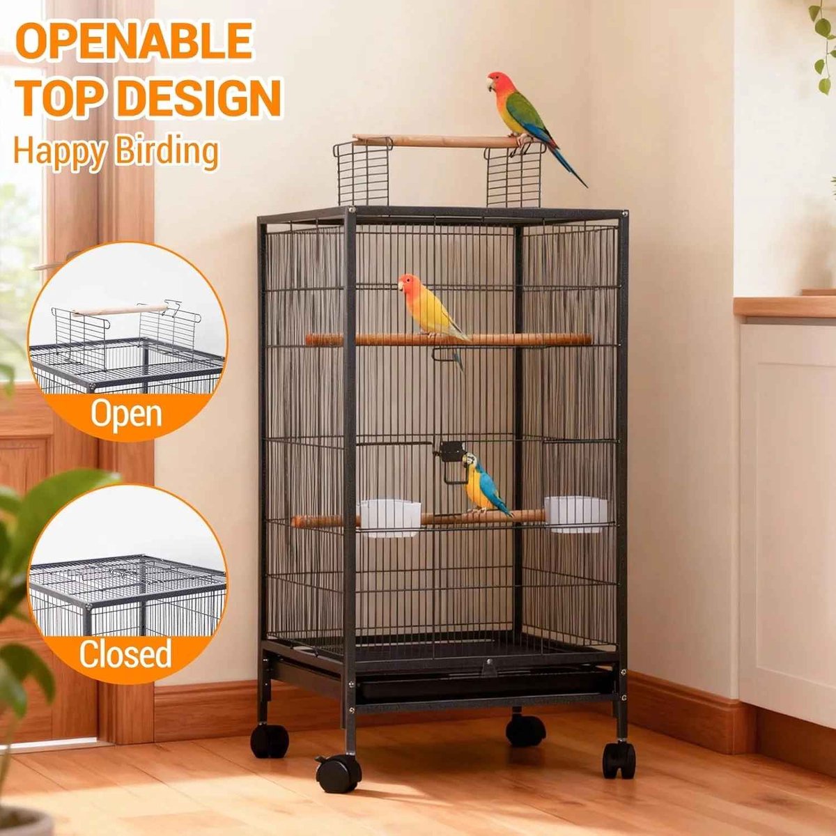 LG CORE Vogelkooi - Grote Vogelvolière met Rolstandaard thumbnail 6