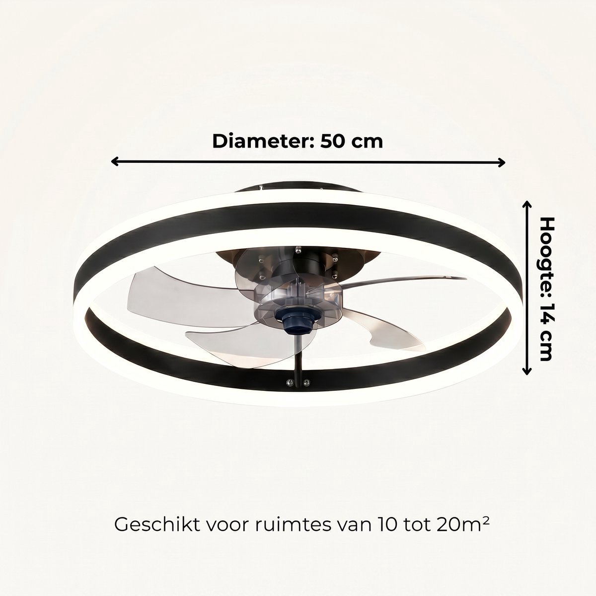 MiShar Plafond Ventilator Lamp - 51 CM - Smart Lamp - 6 Standen - 1 grote led strook - Dimbaar - Zwart - Kroonluchter LED Ventilator - Chandelier Fan - Woonkamer Lamp - Ventilator Lampen - Slaapkamer lamp - Eetkamerlamp – foto 6