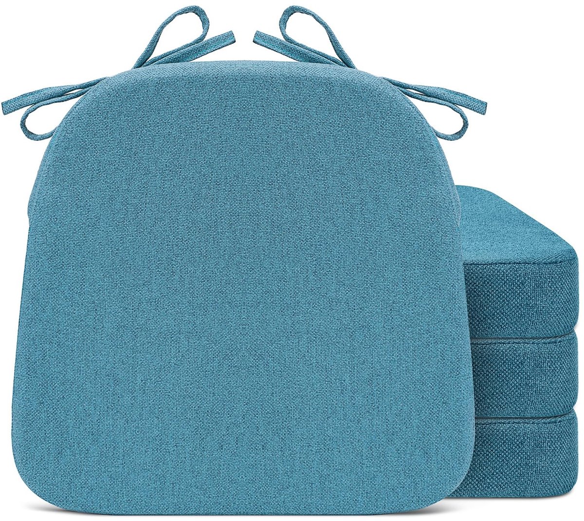 Stoelkussens Set van 4 - D-vorm, Wasbare Hoes, Blauw