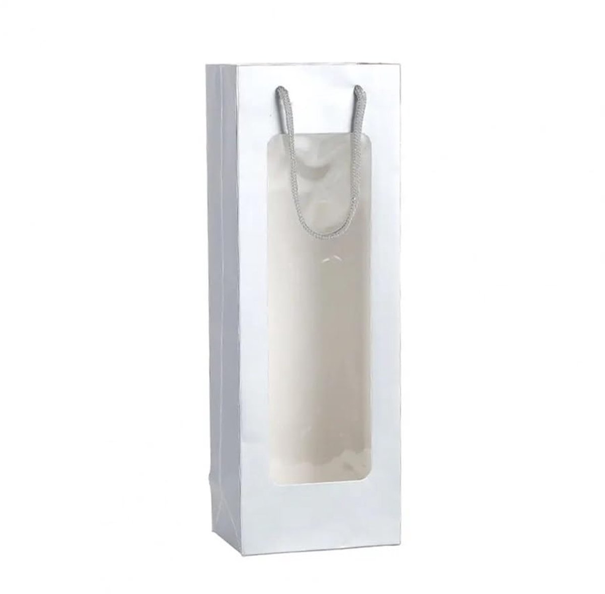 Kraft Papieren Wijn Geschenkzak - Draagkoord - Zwart/Wit - Set van 10