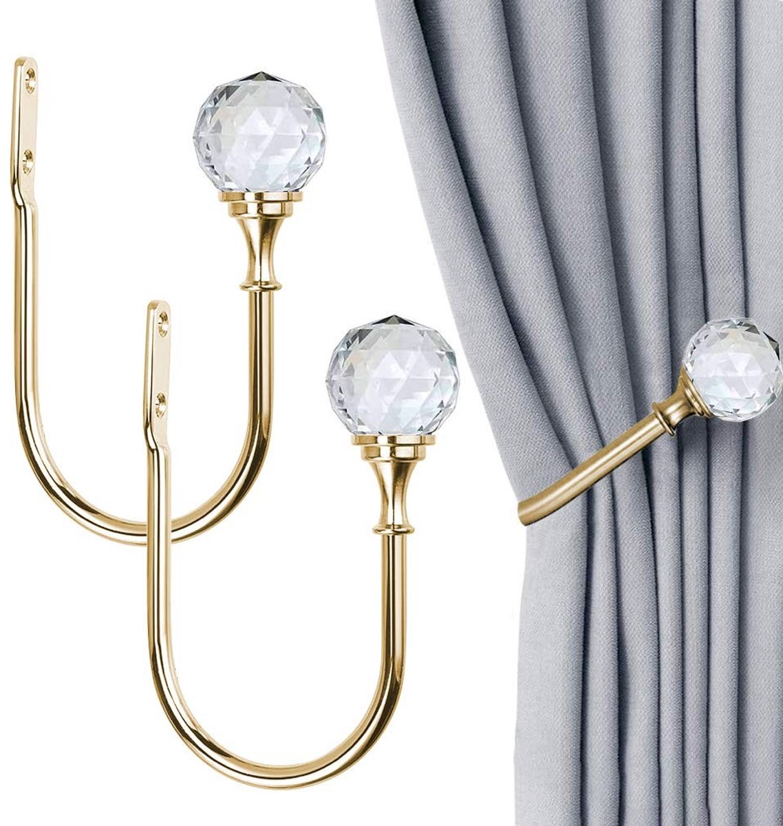 Gordijndraperie Holdbacks - 2-pack met kristallen ballen