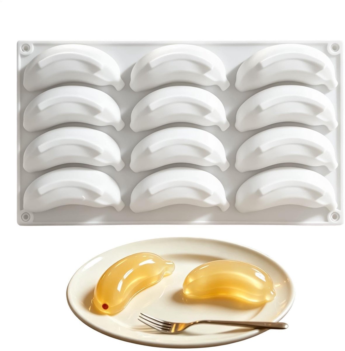 Silicone Fruit Moulds - 12-Cavity Banana Shape