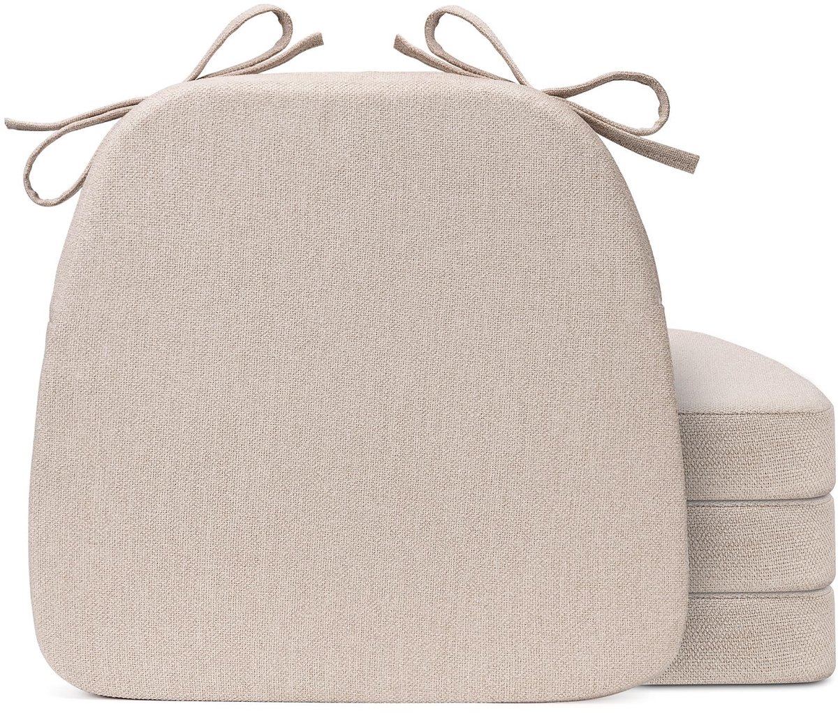 Stoelkussens voor Eetstoelen - D-vorm met Wasbare Hoes - Set van 4 Beige