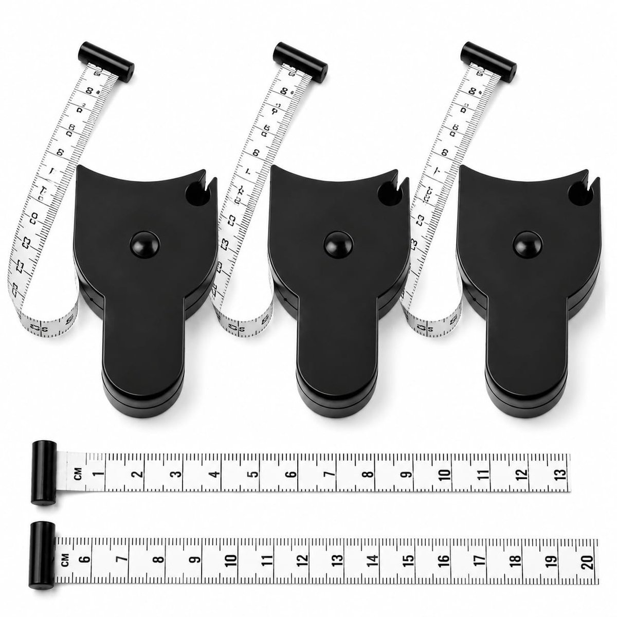 Zelfvergrendelende meetlinten - 3 stuks intrekbare band voor taille, borst, heupen en armen, nauwkeurig meetgereedschap voor fitness en gezondheid