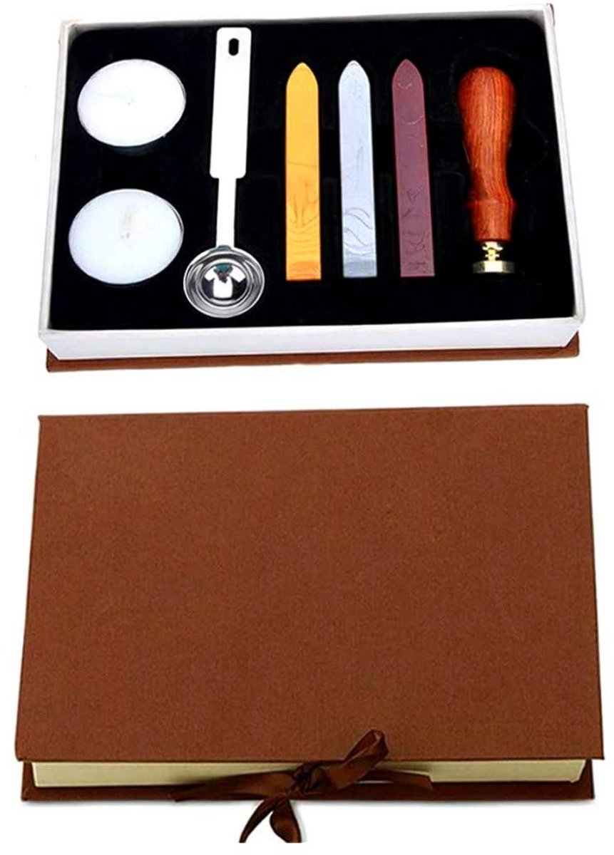 Alphabet Wax Seal Kit met Houten Handvat, Koperzegel, Wax Sticks, Smeltlepel en Kaarsen voor Creatief Briefpapier en Ambachtelijke Projecten
