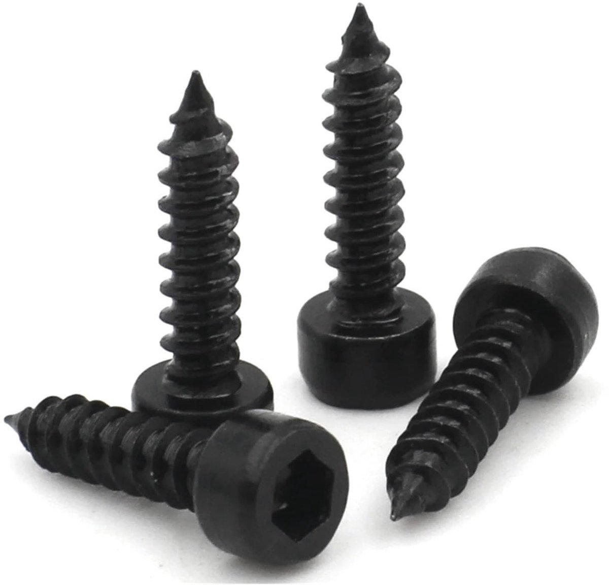 Zeskantige zelftappende schroeven M2 - 100 stuks, zwart