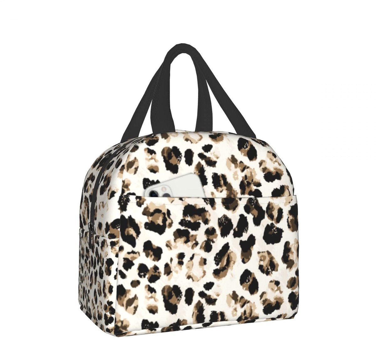 Insulated lunch bag - Beige leopard print voor school en werk