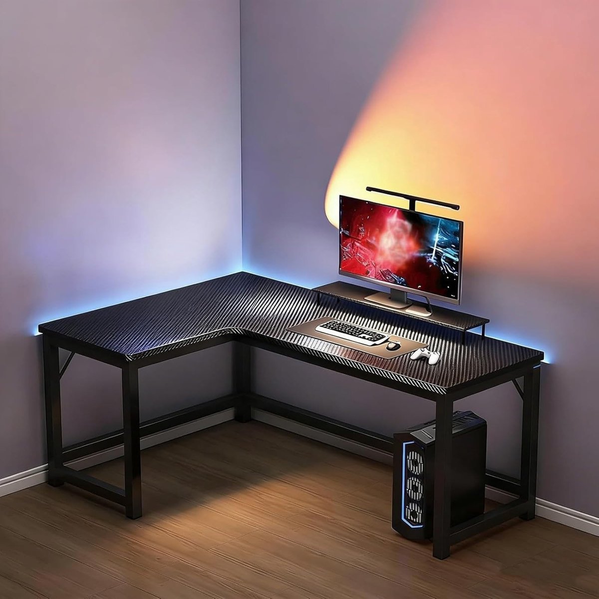 L-vormige Computertafel - Koolstofvezel Oppervlak, 140 x 100 cm
