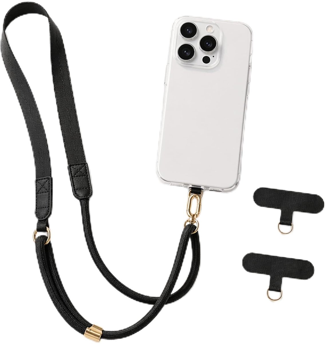 Mobiele Telefoon Lanyard - Verstelbaar en Universeel - Zwart