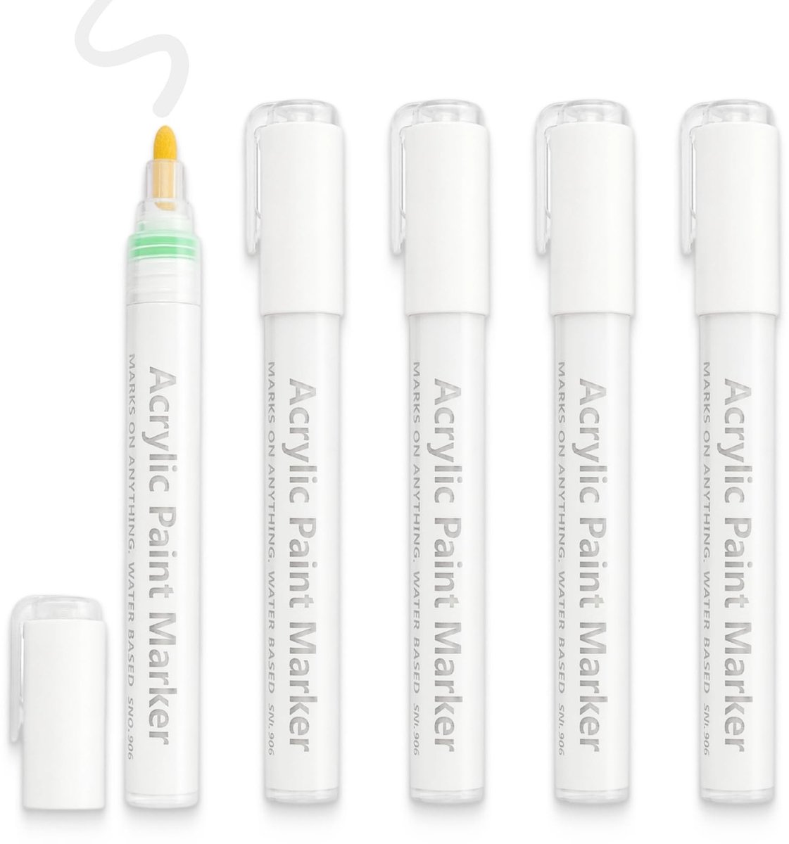 5 Stuks Acrylmarkers - Dekkend, Waterdicht, Sneldrogend, Wit