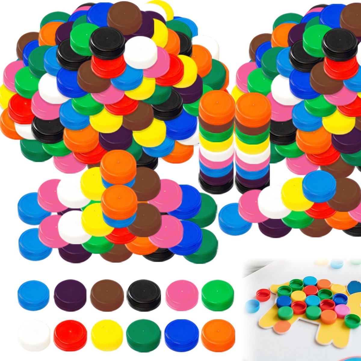 Plastic Flessen Doppen - 600 Stuks in Diverse Kleuren