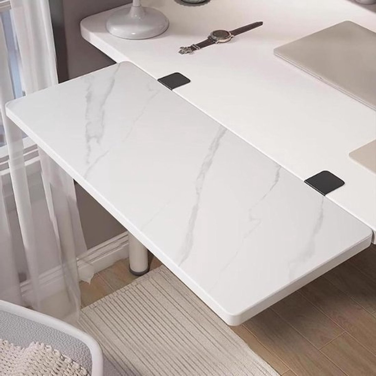 Bureauverlenger Opvouwbaar - Toetsenbordrek Klem - Werkplek Optimaliseren - 90 Graden Opklapbaar - 75x20cm - Zwart Grijs