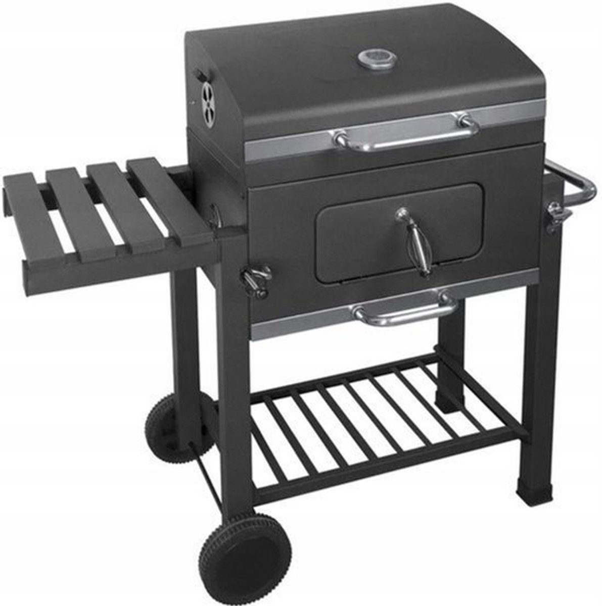 BBQ - BBQ Houtskool - Smoker - Barbecue - Grill - met Zijtafels, Wielen en Opbergplank – Draagbare Buitenbarbecue met Rookfunctie - Zwaar Gebruik