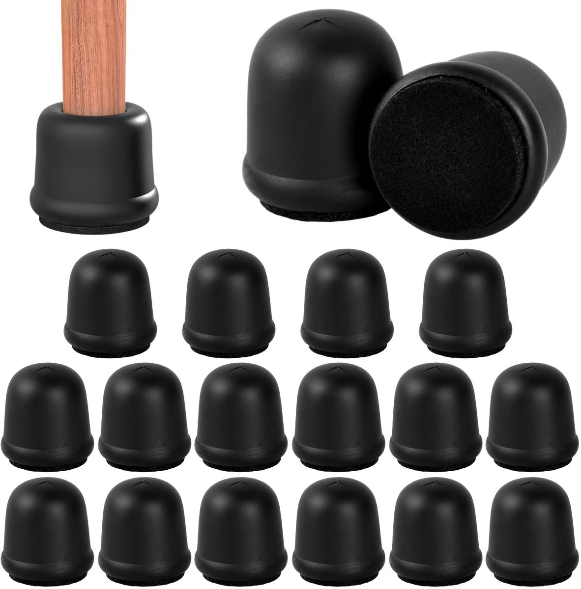 Set van 16 Siliconen Stoelpootglijders - Diameter 14-20 mm met Viltkussens