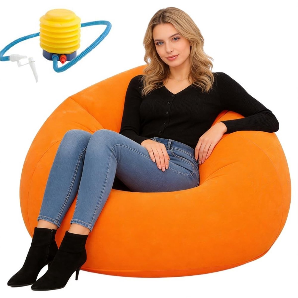 Opblaasbare Air Sofa voor Camping en Gaming - Oranje
