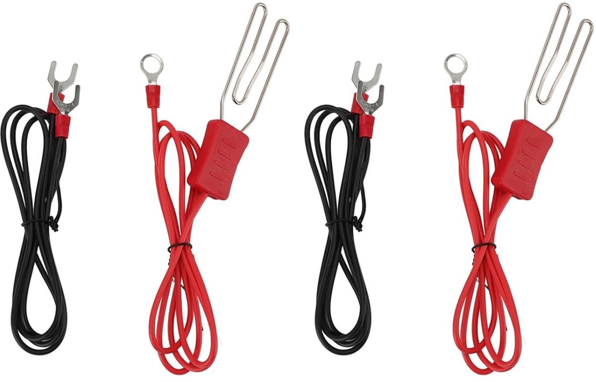 Afrasteringbandconnector met M8-aansluiting voor weideafrastering, set van 2 met roestvrijstalen haakklem, grondpin en kabel voor veehouderij en dierenbescherming