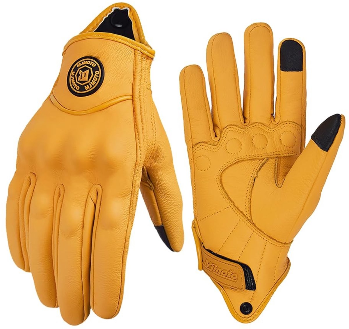 Goatskin Motorrijhandschoenen - Ademend, Geel, Unisex