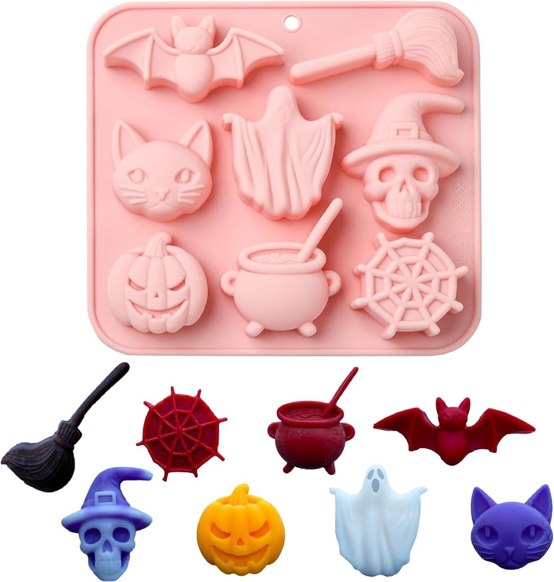 Siliconen Bakvorm voor Halloween met 8 Caviteiten, Ideaal voor Chocolade, Snoep en Zeep Maken