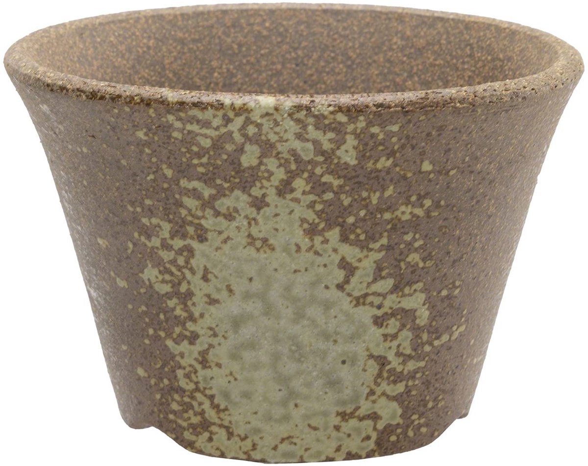 Handgemaakte Keramische Bonsai Pot - 11 cm - Bruin en Wit Goud