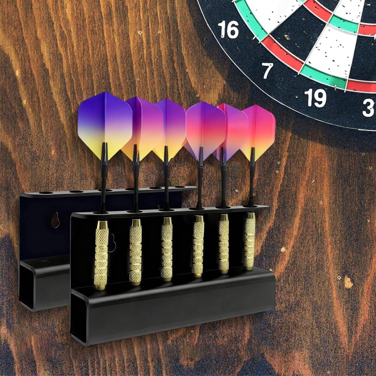 Dart houder - Wandmontage voor 12 dartpijlen - Zwart matte afwerking