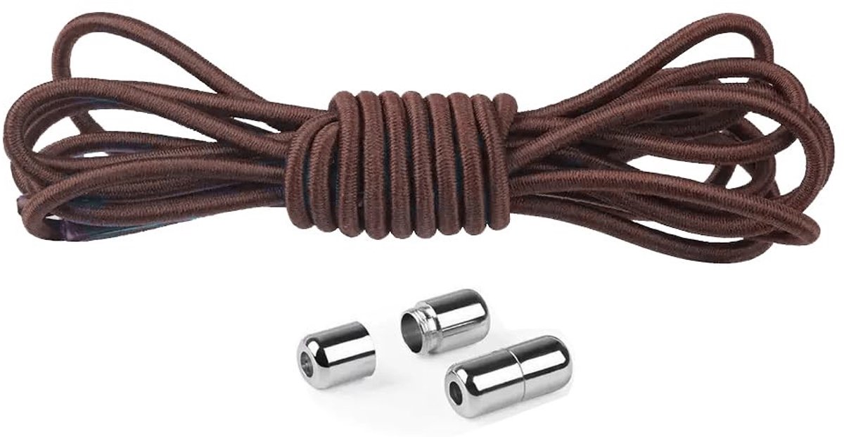 Elastische Veters - Verstelbaar met Metaalcapsule - 105 cm Bruin