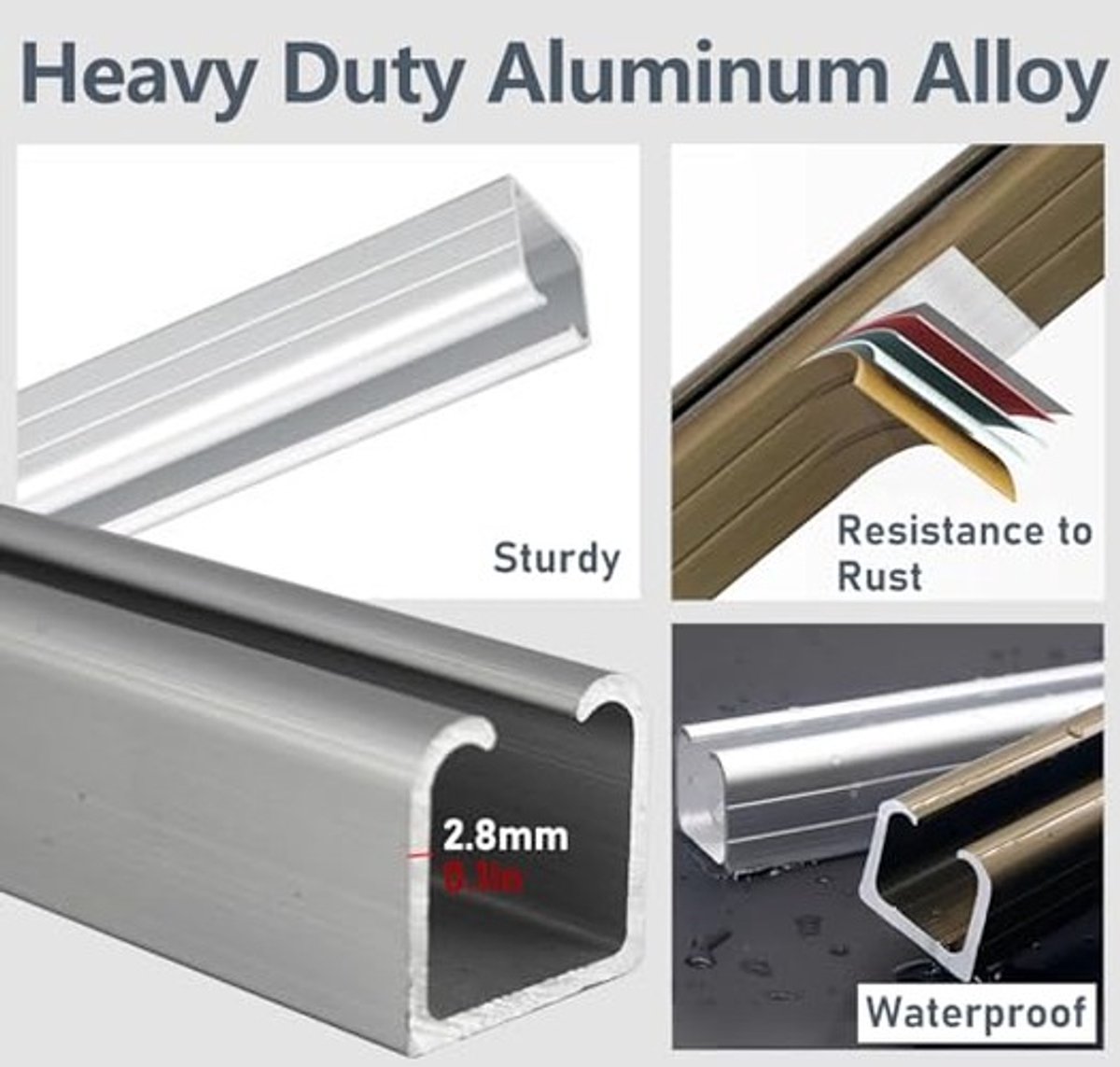 Aanpasbare Schuifdeur Track Kit - Snijbaar Aluminium - Goud 3,0 m