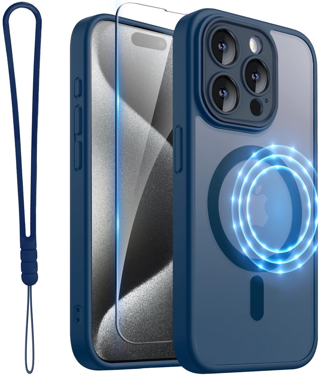 Matte Transparante Telefoon Case - Geschikt voor iPhone 15 Pro - Blauw