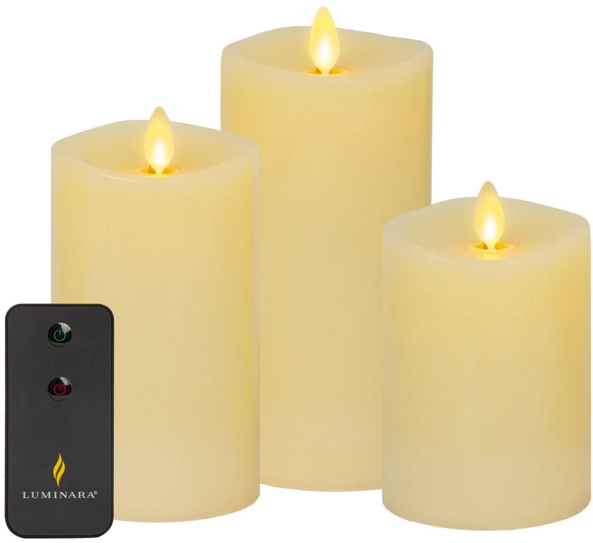 Set van 3 Vlamloze LED Pillarcaandles - Ivoor - Met Afstandsbediening