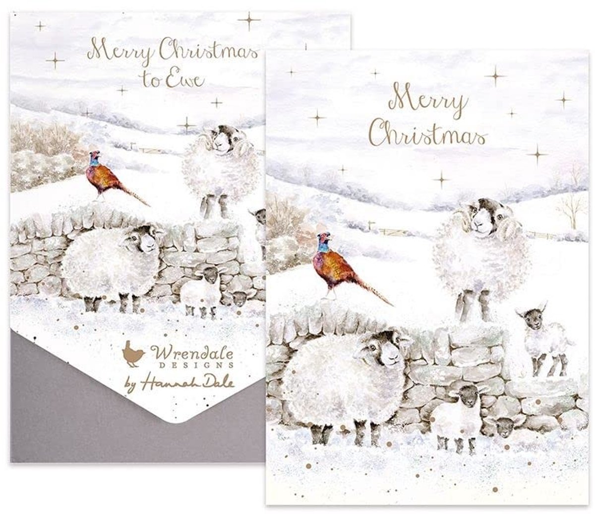 Kerstkaart set met dierenillustraties - 8 stuks
