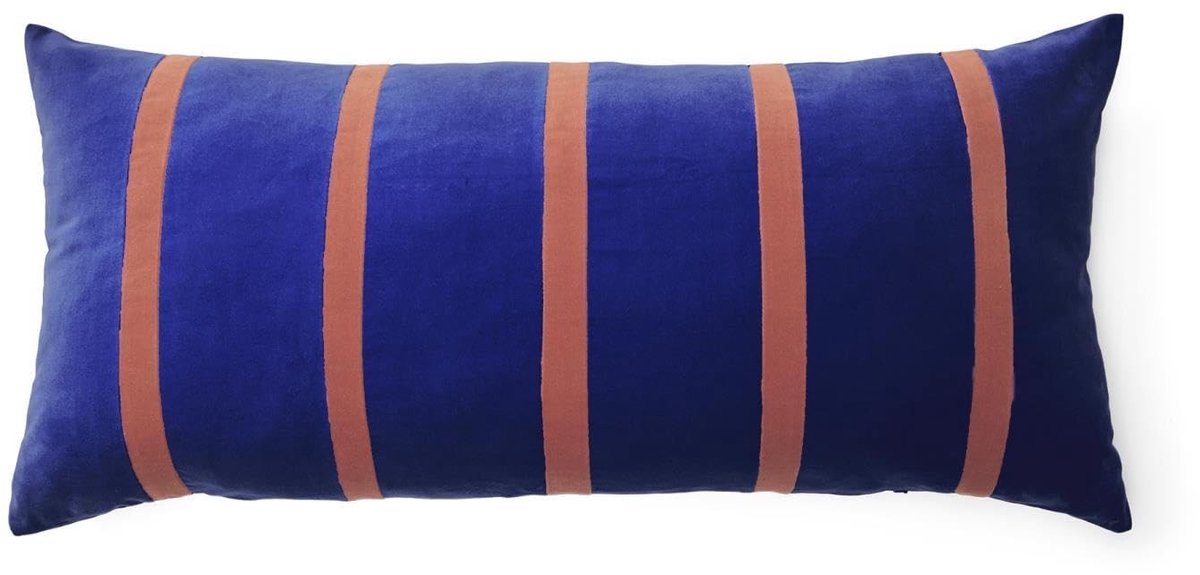 Sierkussen Isole - Gestreept - 40x90 cm - Katoen velvet - Ultra blue